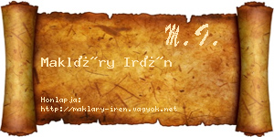 Makláry Irén névjegykártya